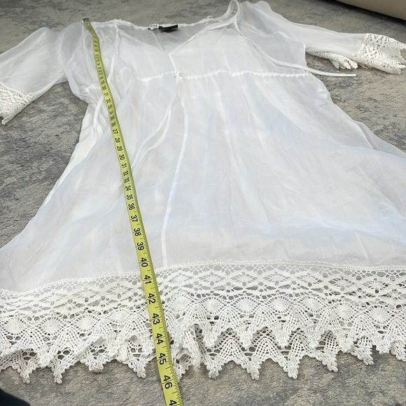 NWT Loewe Macrame Trim Sheer Midi Dress White Bridal Organza Sz 38 - Picture 14 of 16